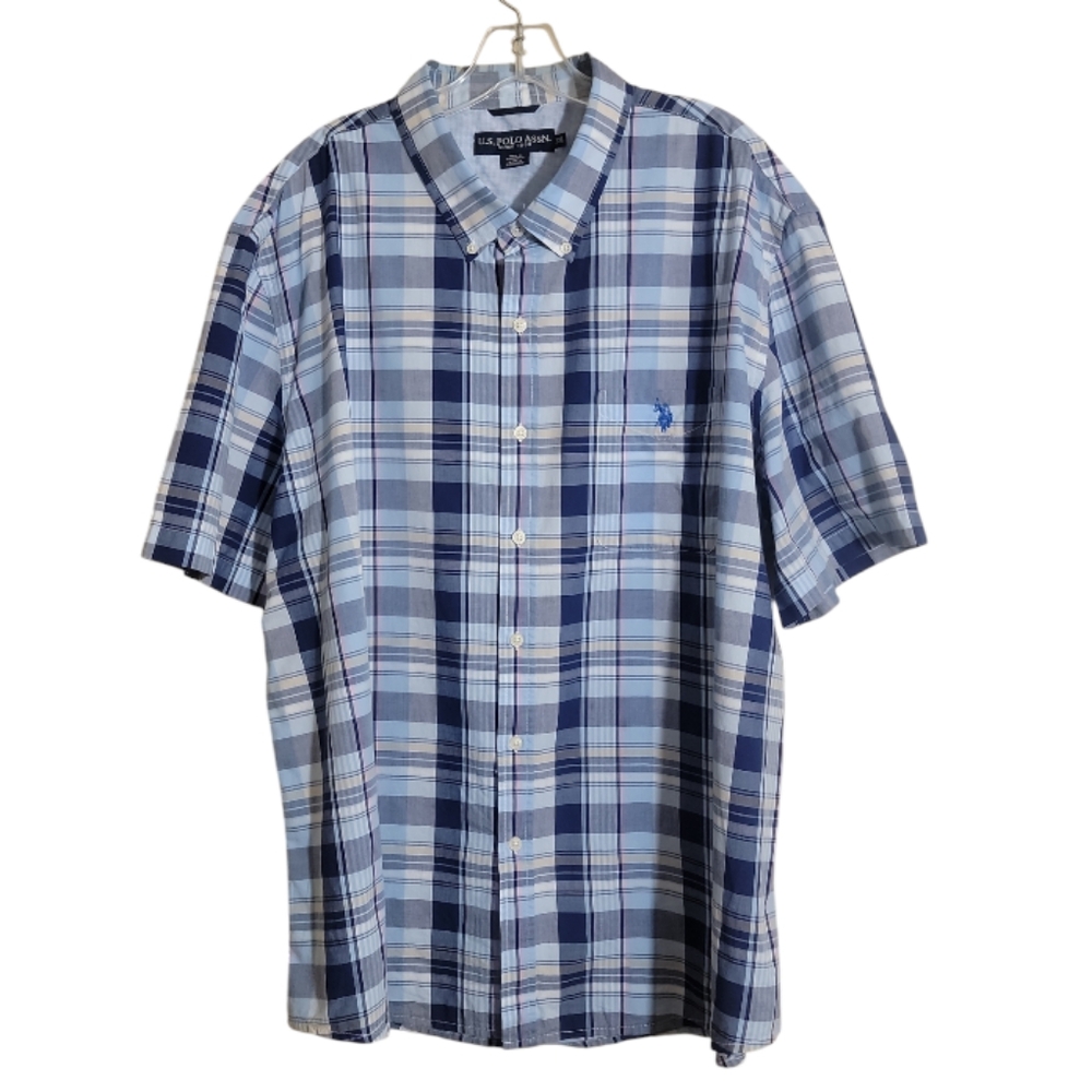 U.S. Polo Assn. men’s size 3XL plaid button down shirt short sleeve casual